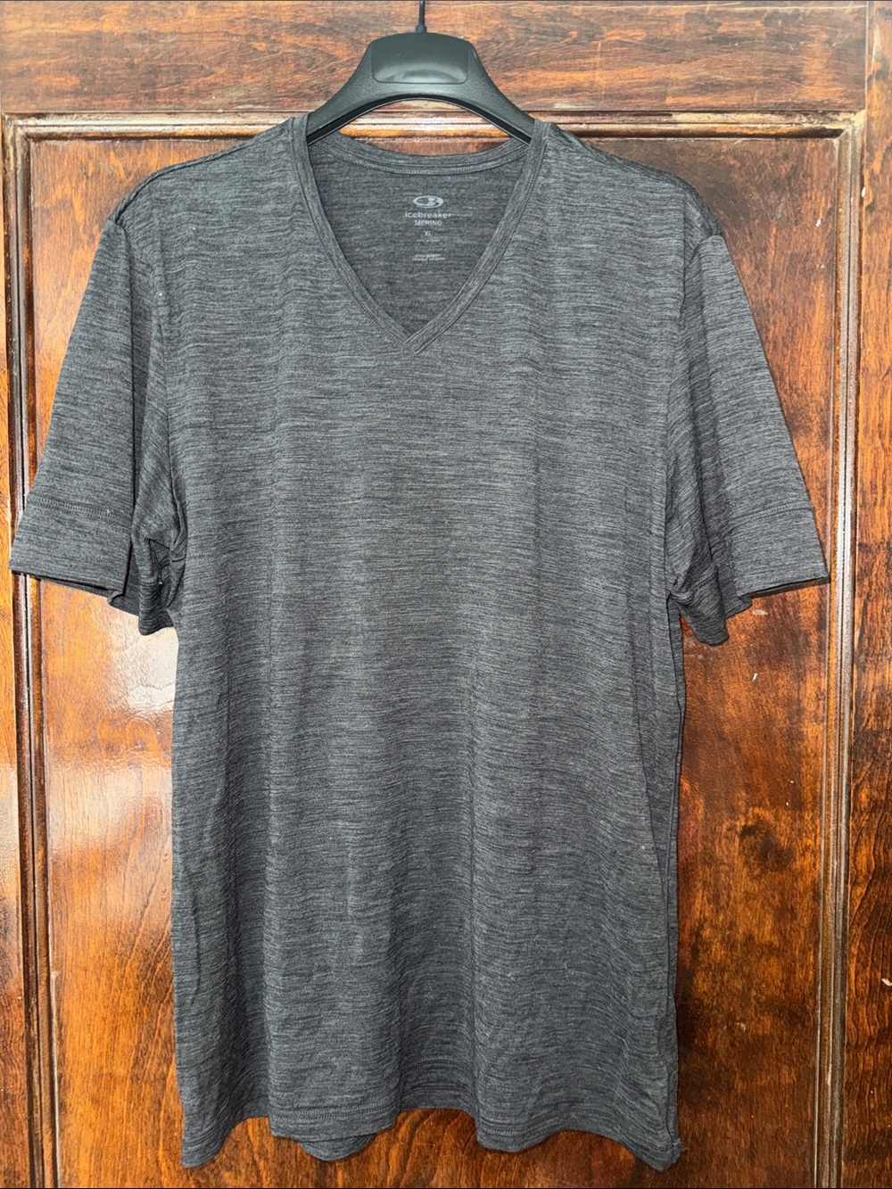 Icebreaker Men’s Wool Dark Gray V-Neck Short Sleeve Tee
